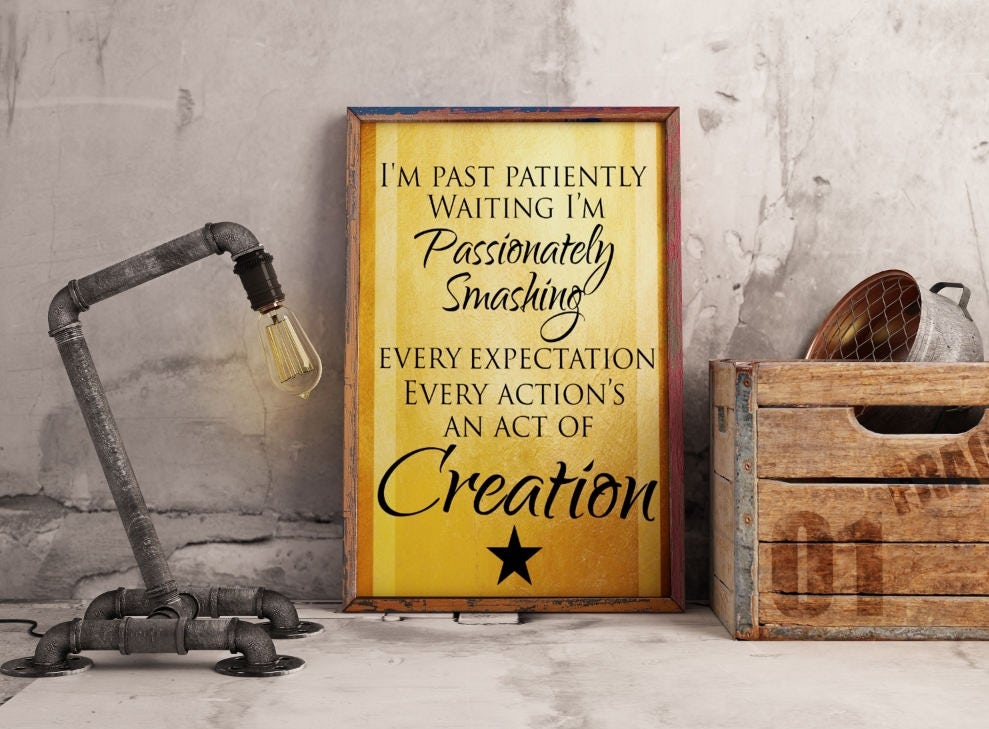 Hamilton Musical Quote Action Act of Creation Typography Poster Print