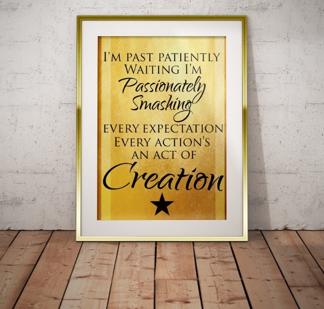 Hamilton Musical Quote Action Act of Creation Typography Poster Print