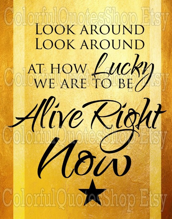 Hamilton Musical Quote Lucky to be Alive Right Now Typography Poster Print