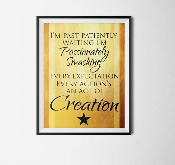 Hamilton Musical Quote Action Act of Creation Typography Poster Print