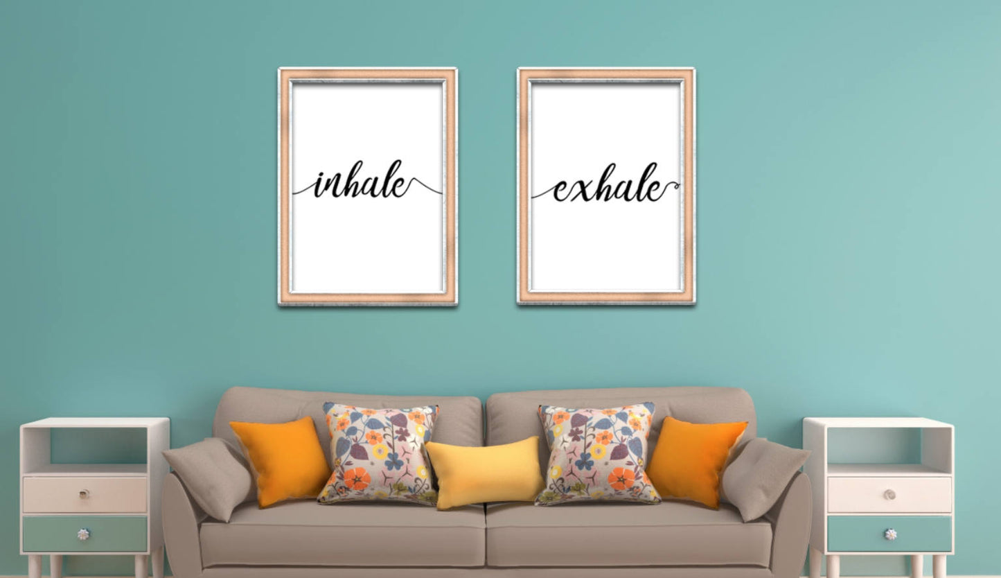 Inhale Exhale Print, Minimalist Art, Typography Art, Yoga Wall Art, Relaxation Gifts, Breathe Print, Home Wall Art, Poster