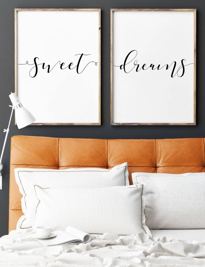 Sweet Dreams Posters, Set of 2 Prints, Minimalist Art, Typography Art, Wall Art, Relaxation Gifts, Home Wall Art