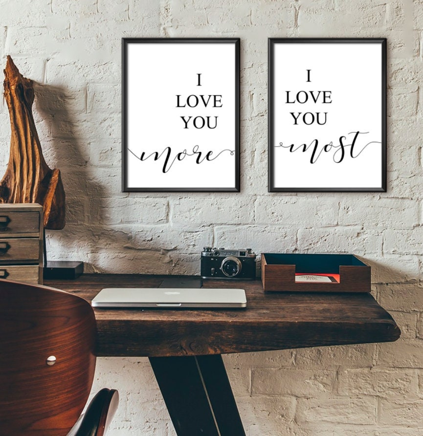 I love you More, I love you Most, Set of 2 Prints, Minimalist Art, Typography Art, Wall Art, Multiple Sizes, Home Wall Art