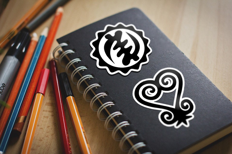 Adinkra Symbol Vinyl Afrocentric Stickers Decal For Laptop Skateboard Luggage Car Fridge Cell Phone Medium Styling Planner Sticker