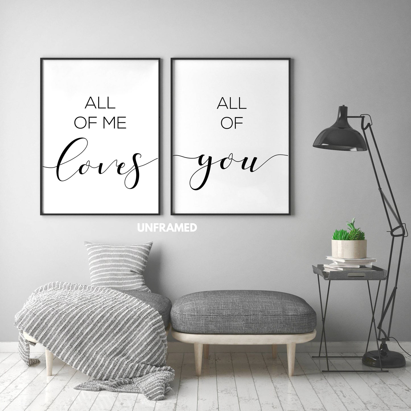 All of Me Loves All of You, Romantic Posters, Set of 2 Poster Prints, Home Wall Décor, Minimalist Art, Multiple Sizes