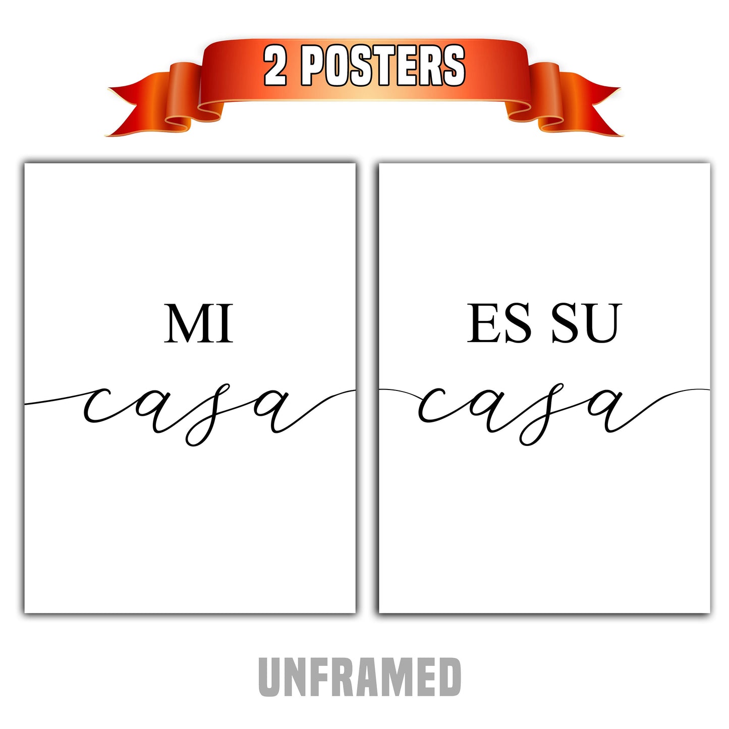 Mi Casa Es Su Casa, Set of 2 Poster Prints, Home Wall Hanging Décor, Minimalist Art, Multiple Sizes