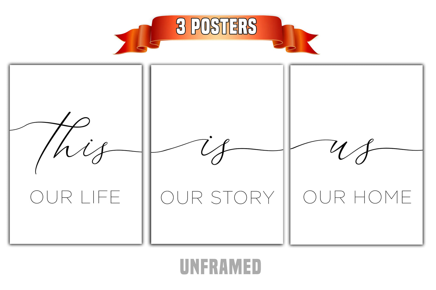 This is Us, Set of 3 Prints, Minimalist Art, Home Wall Decor, Multiple Sizes