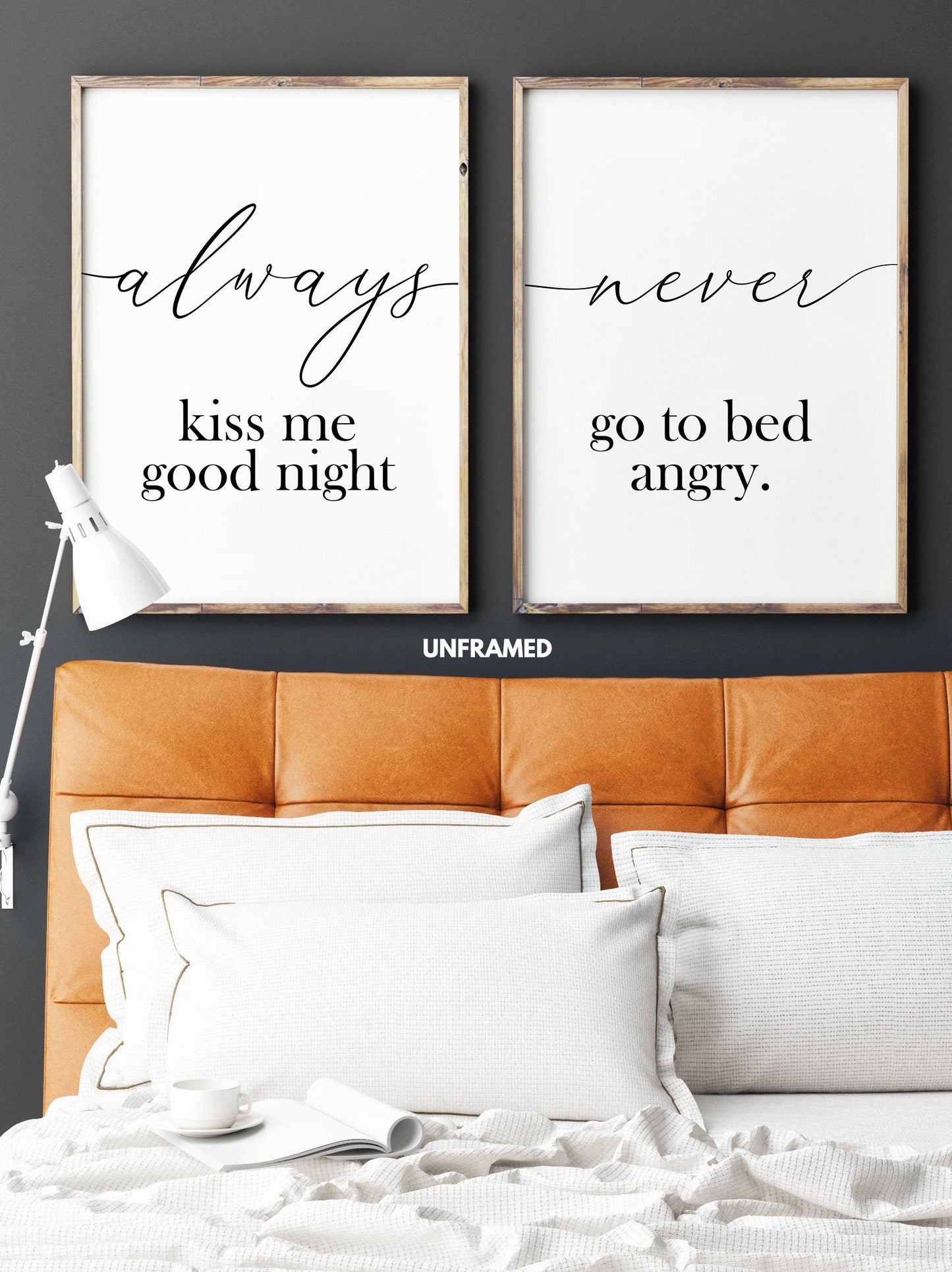 Always Kiss Me Goodnight Never Go to Bed Angry, Set of 2 Prints, Minimalist Art, Typography Art, Wall Art, Multiple Sizes, Home Wall Art
