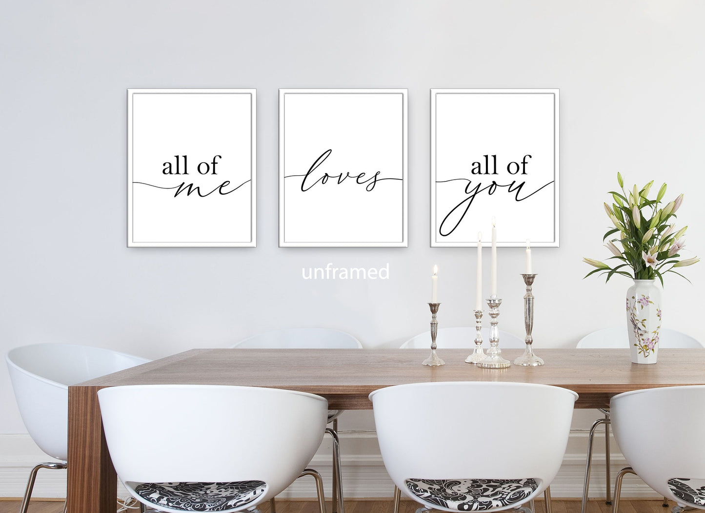 All of Me Loves All of You, Set of 3 Poster Prints, Romantic Posters, Home Wall Décor, Minimalist Art, Multiple Sizes
