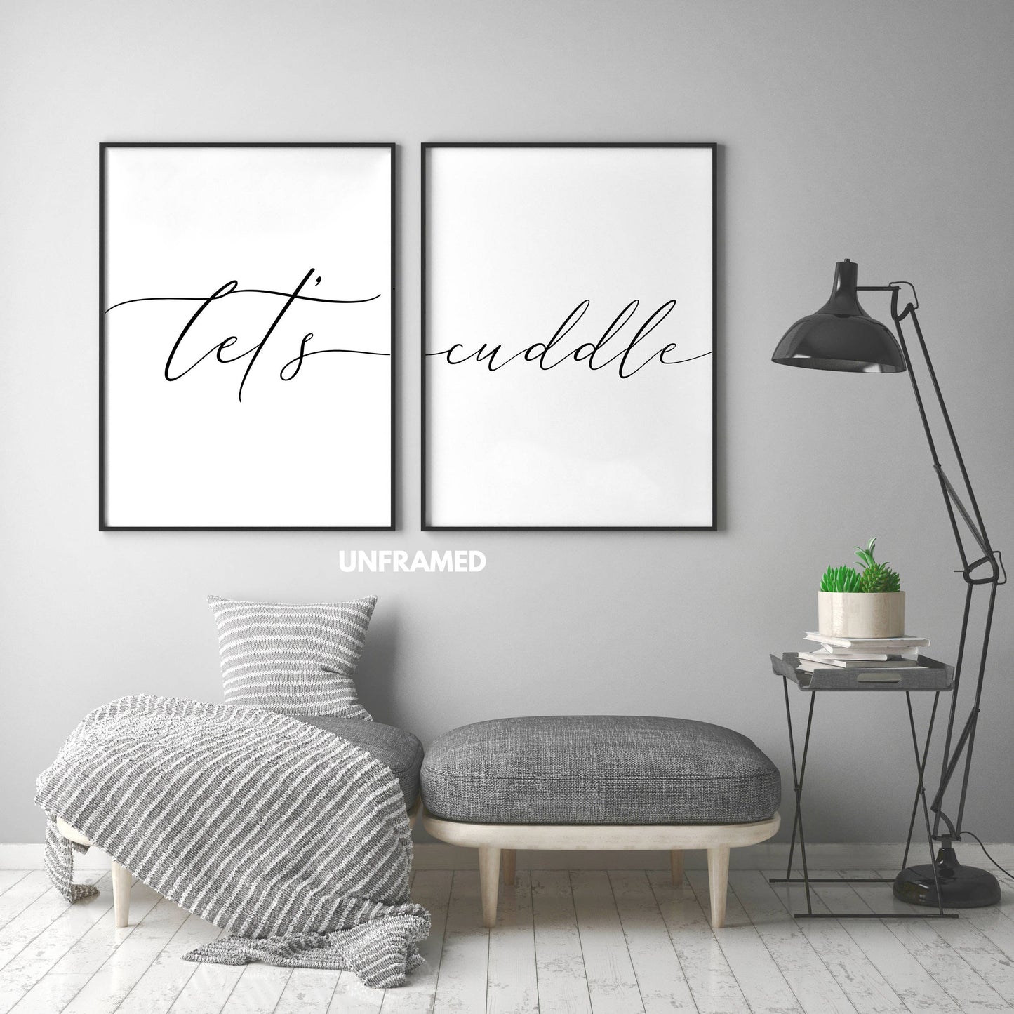 Let's Cuddle, Set of 2 Prints, Minimalist Art, Typography Art, Wall Art, Multiple Sizes, Home Wall Art