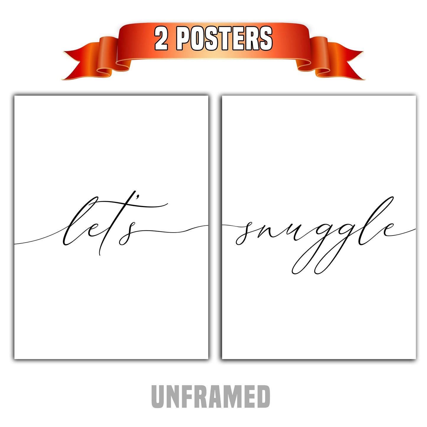 Let's Snuggle, Set of 2 Prints, Minimalist Art, Typography Art, Wall Art, Multiple Sizes, Home Wall Art