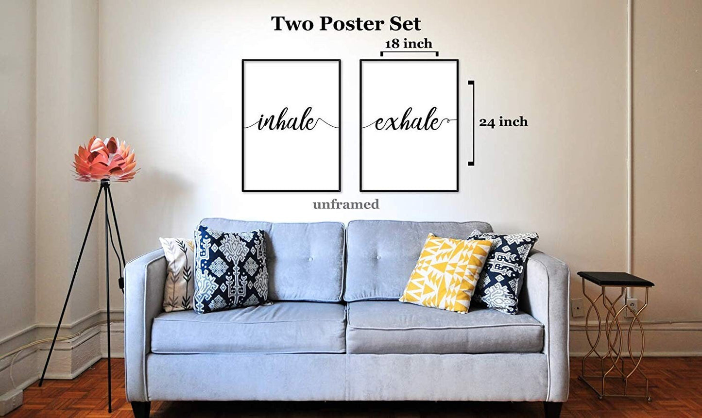 Inhale Exhale Print, Minimalist Art, Typography Art, Yoga Wall Art, Relaxation Gifts, Breathe Print, Home Wall Art, Poster