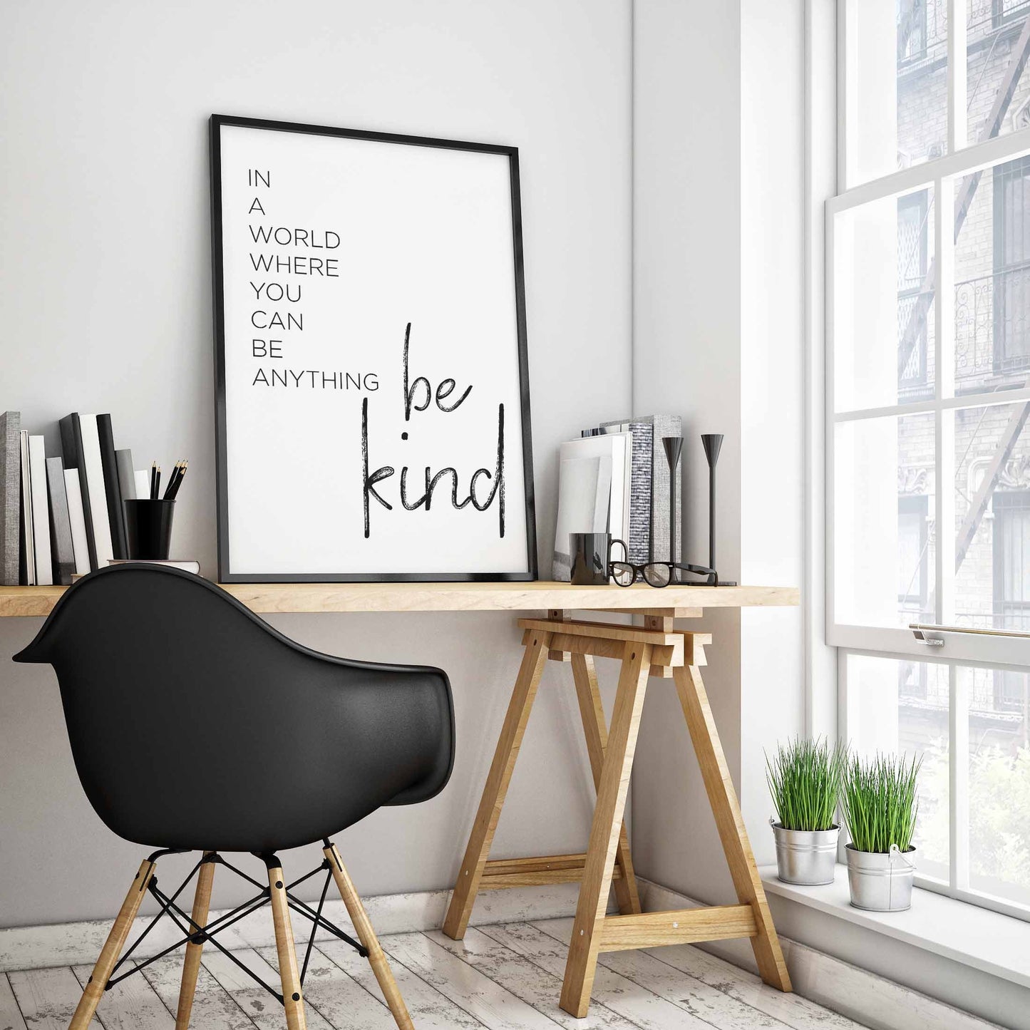 In a World Where You Can Be Anything Be Kind, Famous Quote, Typography, Poster Print, Wall Decoration