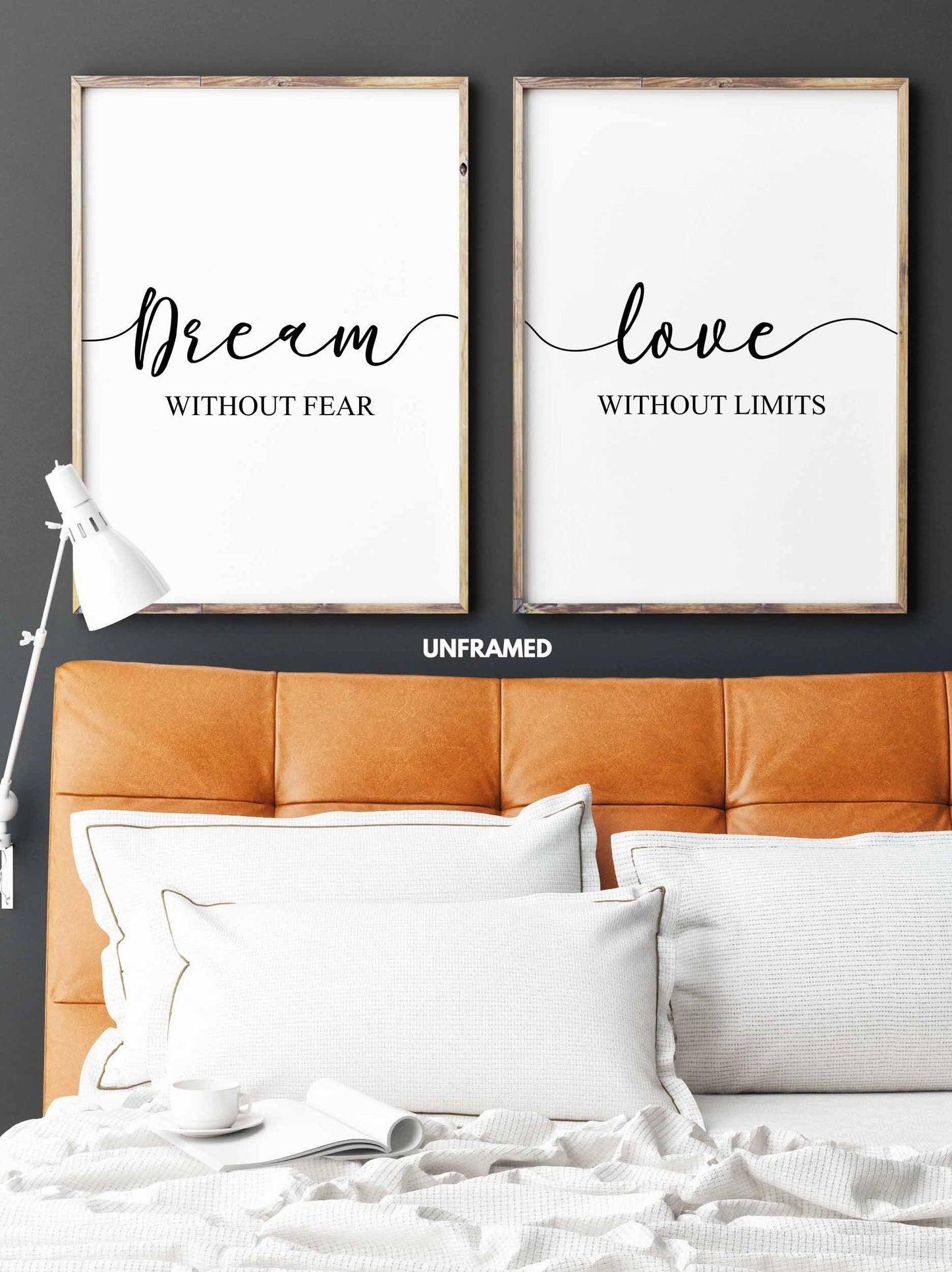 Dream Without Fear Love Without Limits, Set of 2 Prints, Minimalist Art, Typography Art, Wall Art, Multiple Sizes, Home Wall Art