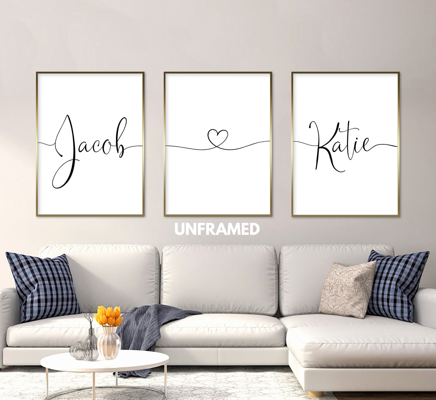 Custom Names Poster Set, Personalized Names, Set of 3 Prints, Minimalist Art, Home Wall Decor, Multiple Sizes