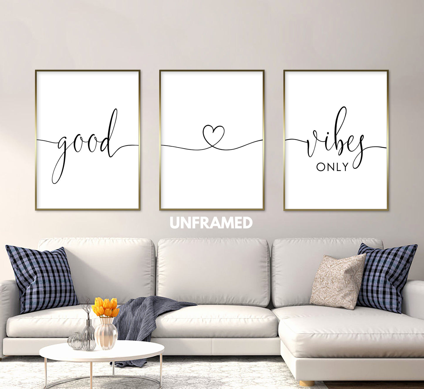 Good Vibes Only, Set of 3 Prints, Minimalist Art, Home Wall Decor, Multiple Sizes