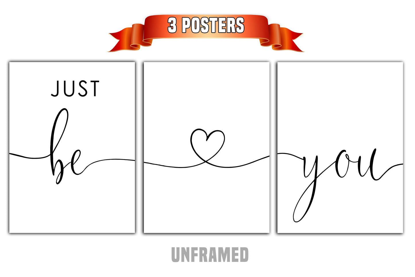 Just Be You, Set of 3 Prints, Minimalist Art, Home Wall Decor, Multiple Sizes