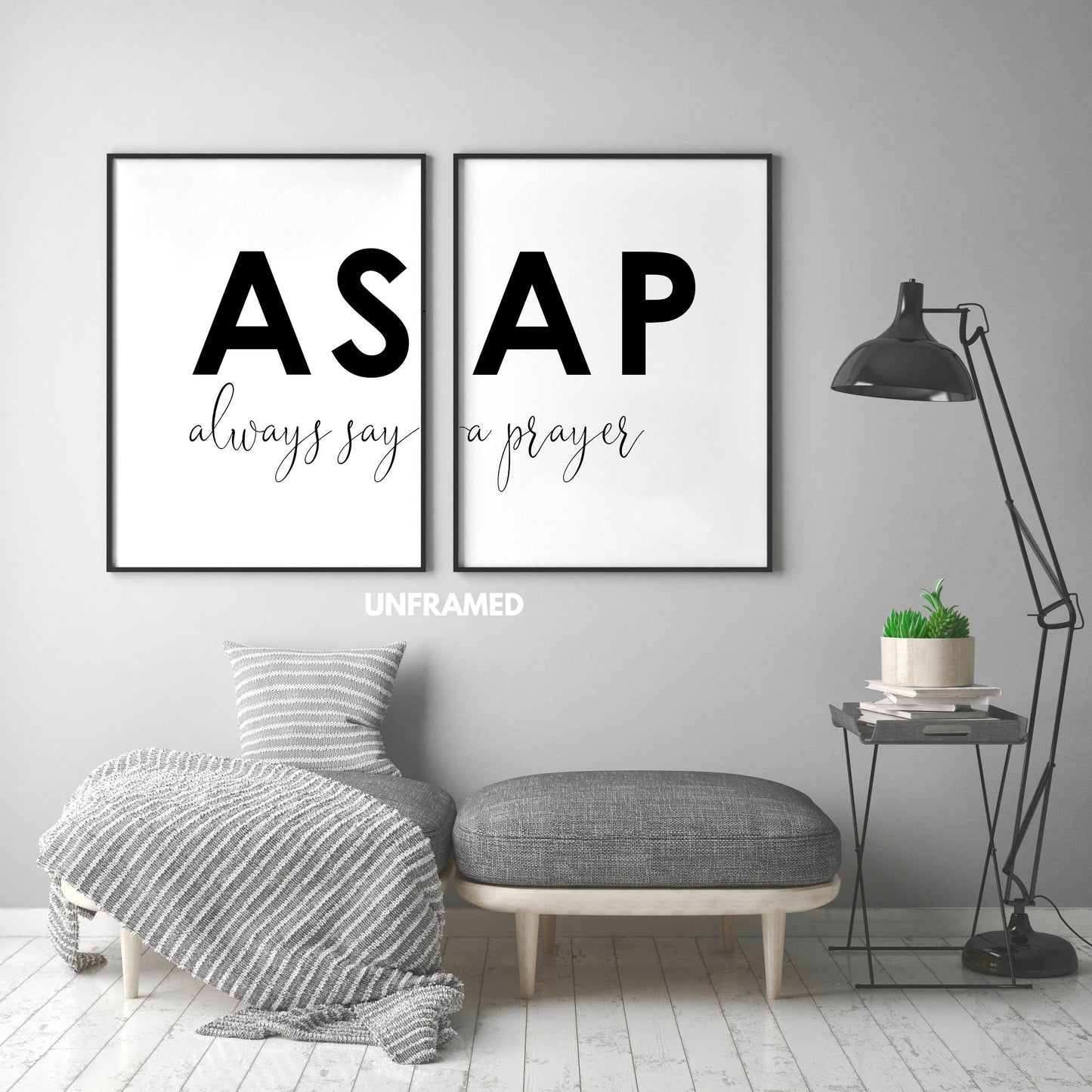 ASAP Always Say A Prayer, Set of 2 Prints, Minimalist Art, Typography Art, Wall Art, Multiple Sizes, Home Wall Art