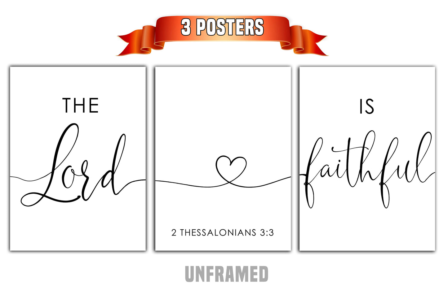 The Lord is Faithful, 2 Thessalonians 3:3, Set of 3 Prints, Minimalist Art, Home Wall Decor, Multiple Sizes