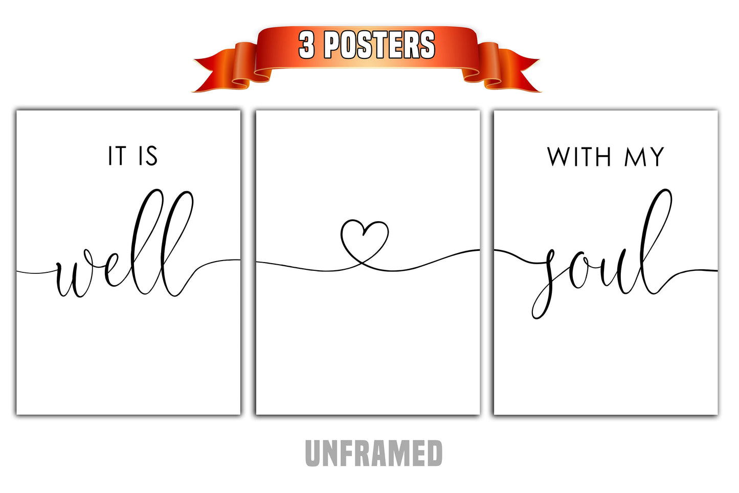 It is Well with My Soul, Set of 3 Prints, Minimalist Art, Home Wall Decor, Multiple Sizes