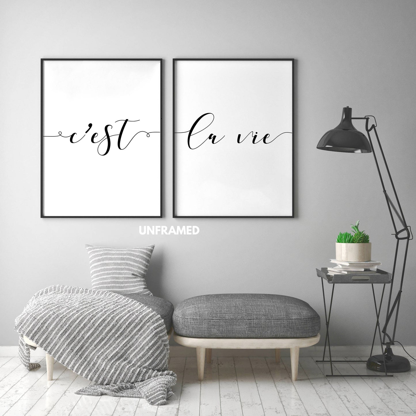 C'est La Vie, Set of 2 Prints, Minimalist Art, Typography Art, Wall Art, Multiple Sizes, Home Wall Art