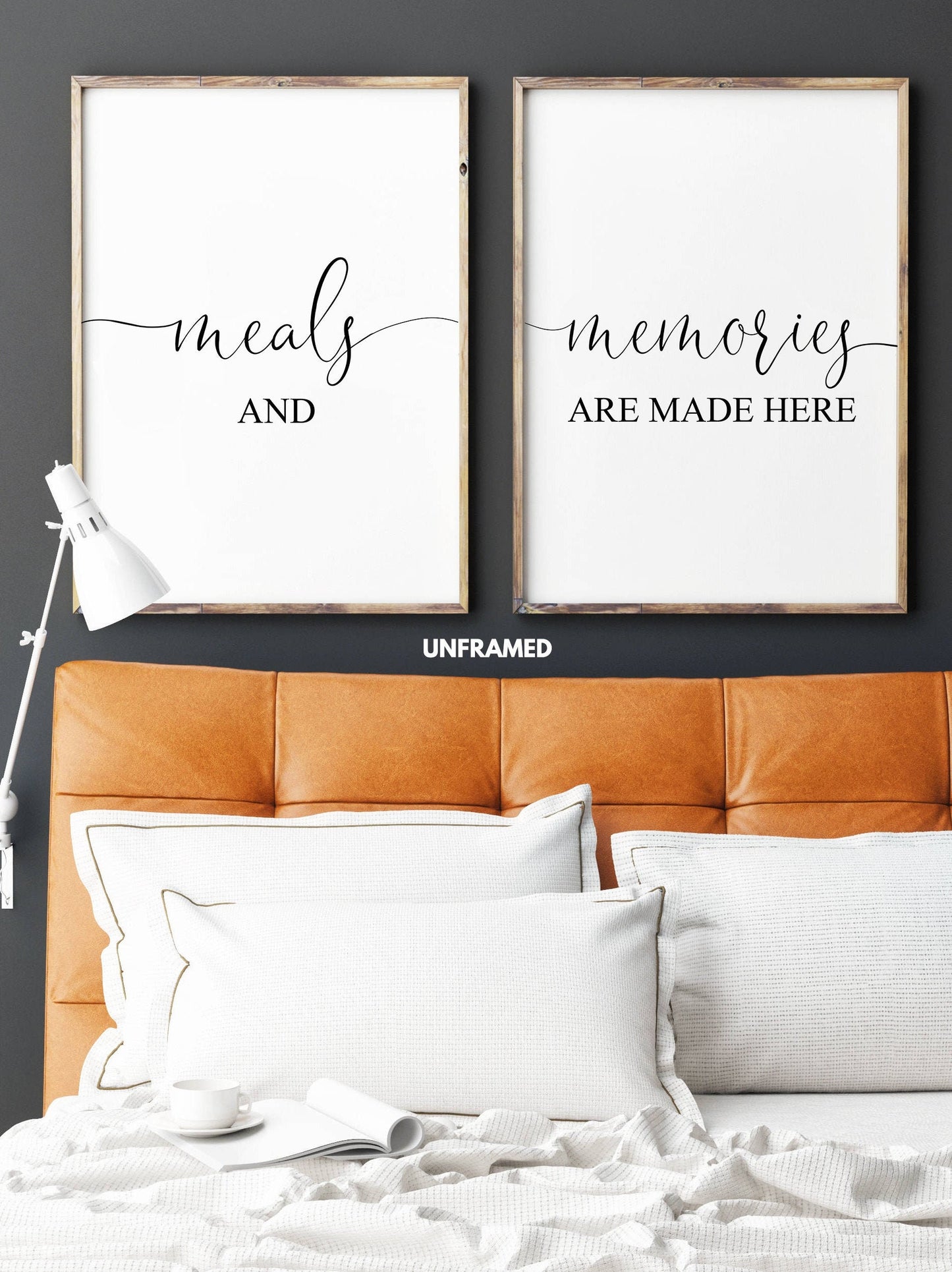 Meals and Memories are Made Here, Set of 2 Prints, Minimalist Art, Typography Art, Wall Art, Multiple Sizes, Home Wall Art