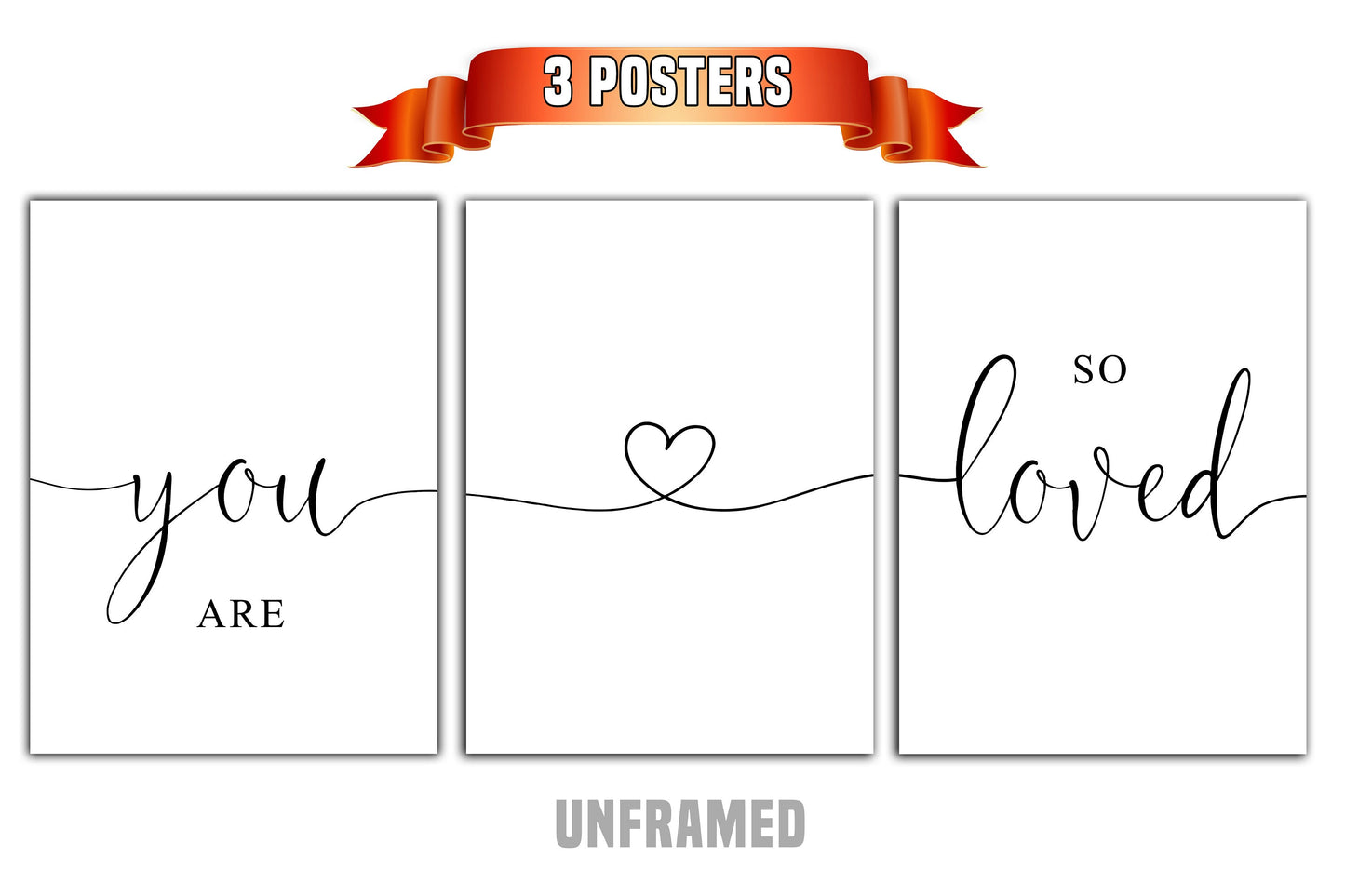 You Are So Loved, Set of 3 Prints, Minimalist Art, Home Wall Decor, Multiple Sizes
