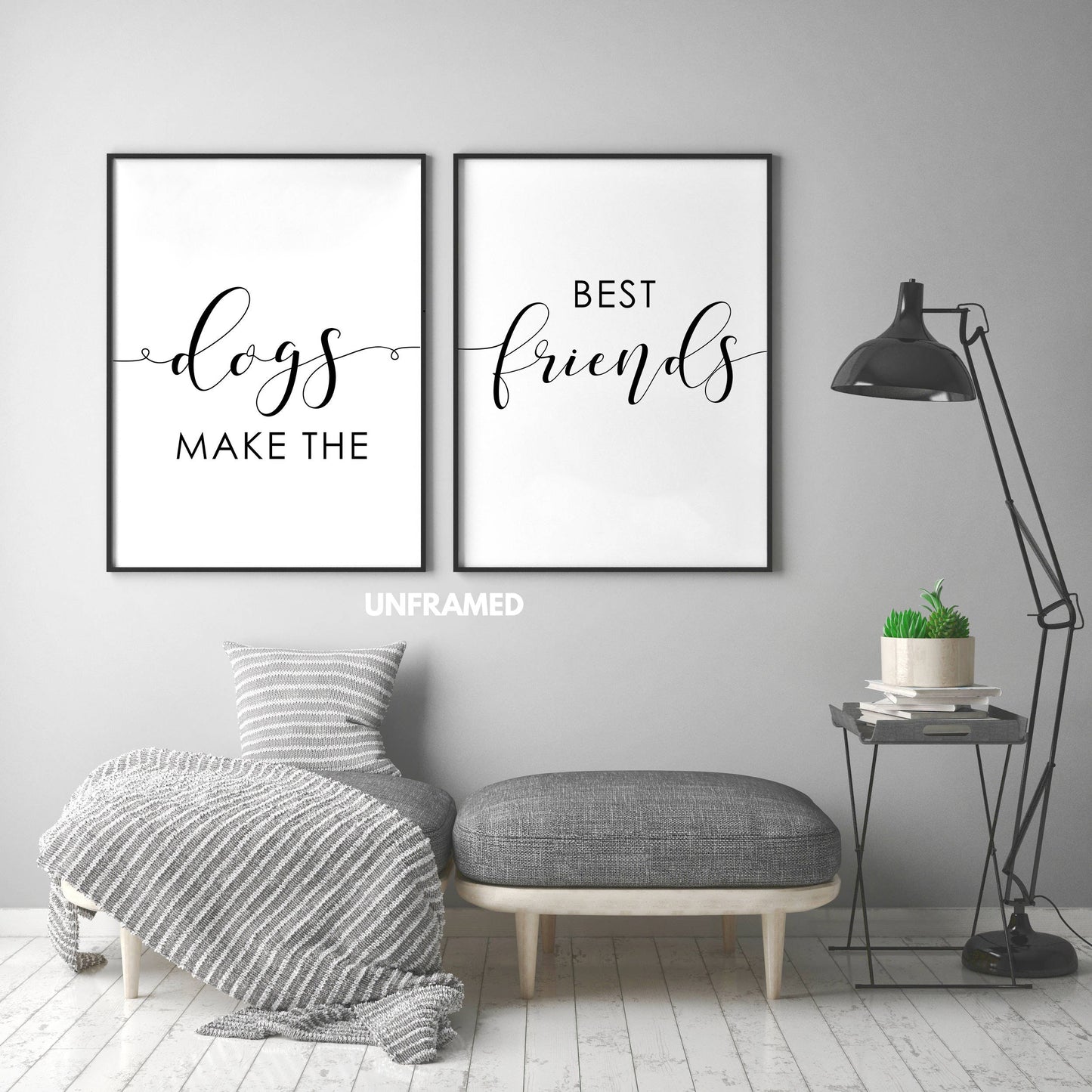 Dogs Make the Best Friends, Set of 2 Prints, Minimalist Art, Typography Art, Wall Art, Multiple Sizes, Home Wall Art