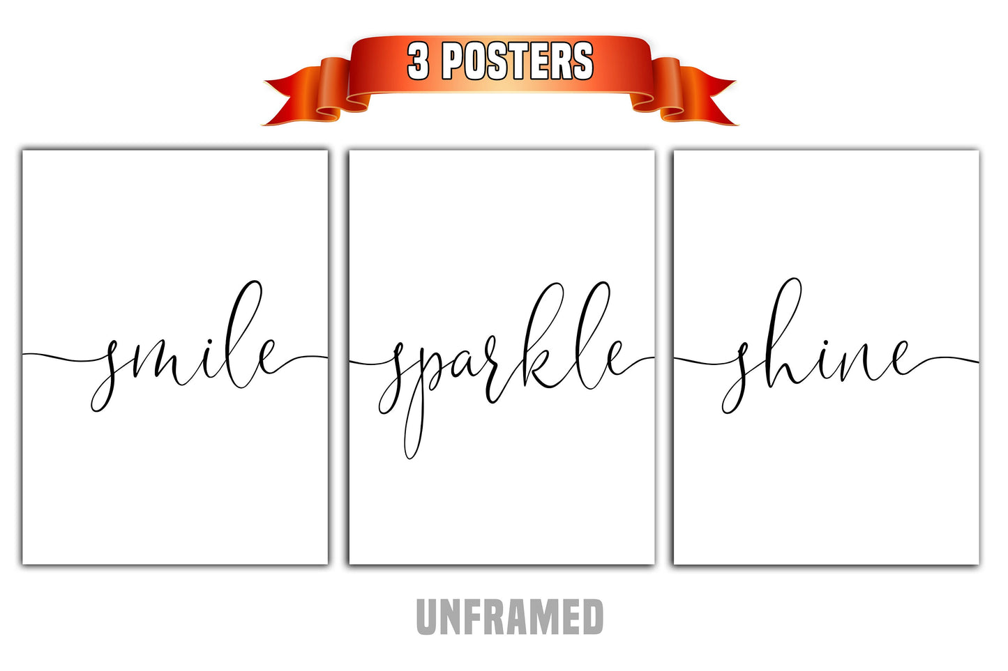 Smile Sparkle Shine, Set of 3 Prints, Minimalist Art, Home Wall Decor, Multiple Sizes