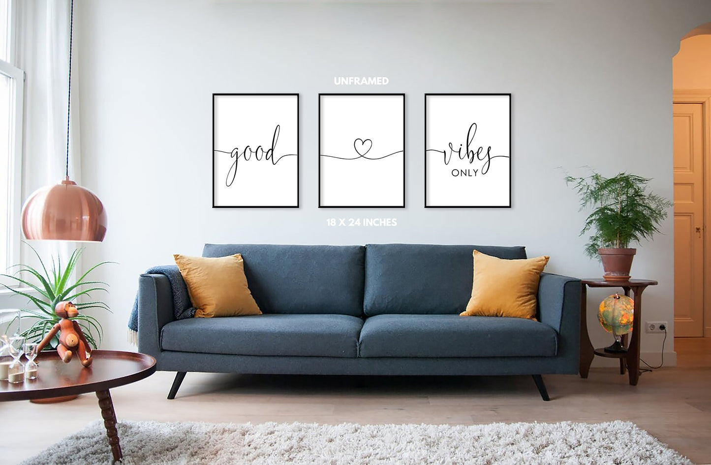 Good Vibes Only, Set of 3 Prints, Minimalist Art, Home Wall Decor, Multiple Sizes
