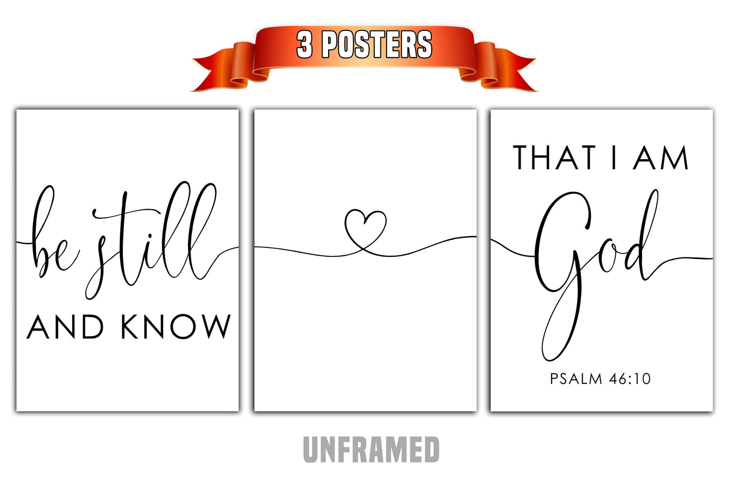 Be Still and Know that I am God, We are Healed, Set of 3 Prints, Minimalist Art, Home Wall Decor, Multiple Sizes