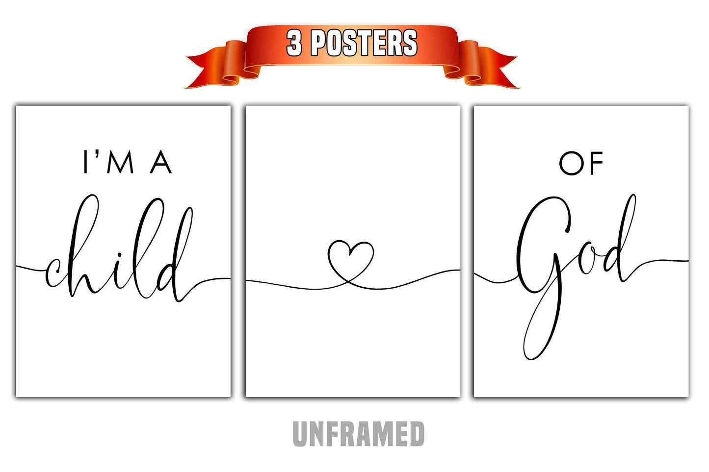 I'm A Child of God, Set of 3 Prints, Minimalist Art, Home Wall Decor, Multiple Sizes