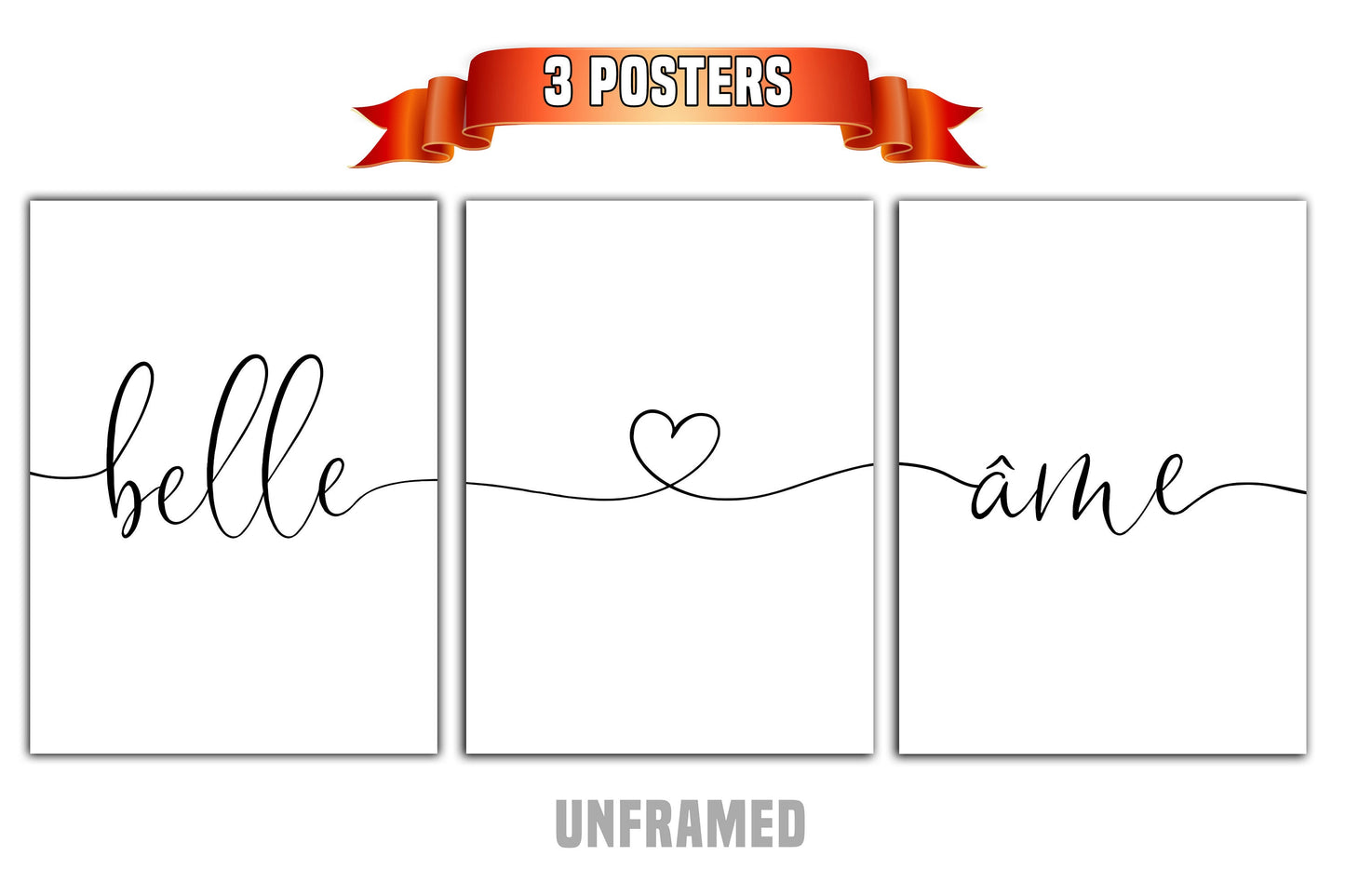 Belle Ame, Set of 3 Prints, Minimalist Art, Home Wall Decor, Multiple Sizes
