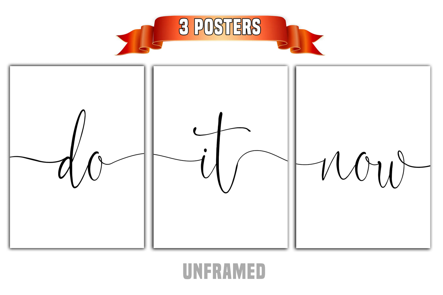Do It Now, Set of 3 Prints, Minimalist Art, Home Wall Decor, Multiple Sizes