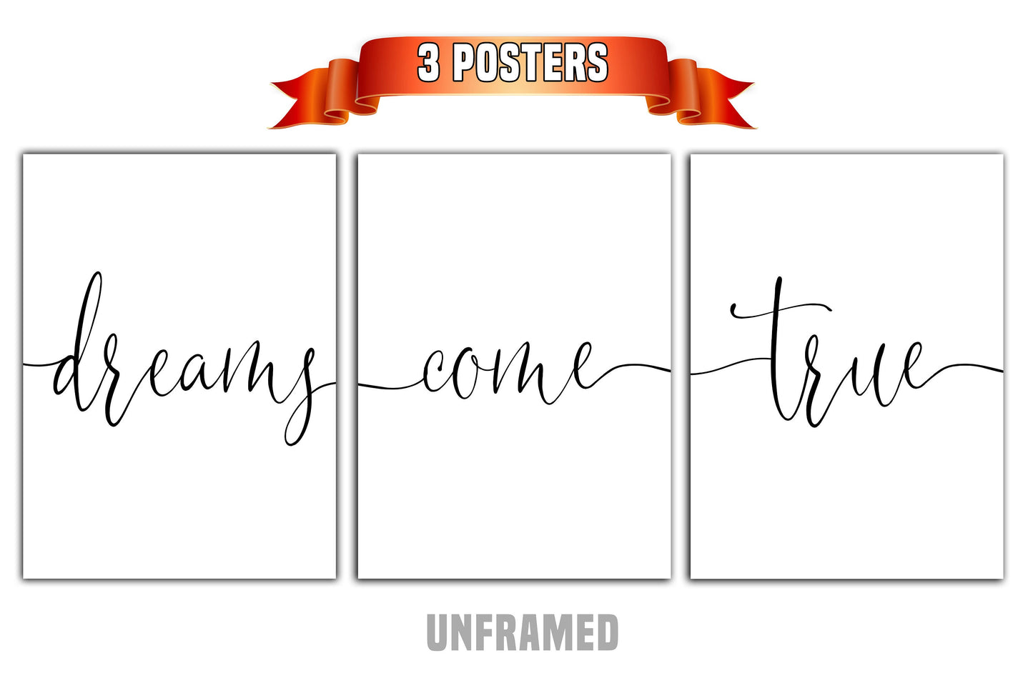 Dreams Come True, Set of 3 Prints, Minimalist Art, Home Wall Decor, Multiple Sizes