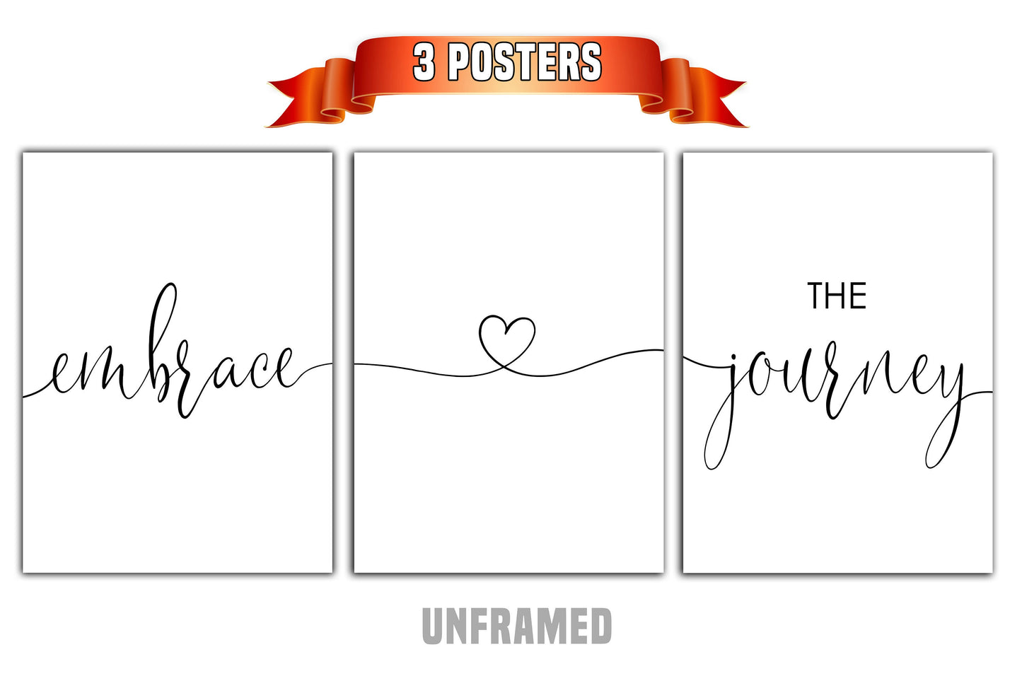 Embrace the Journey, Set of 3 Prints, Minimalist Art, Home Wall Decor, Multiple Sizes