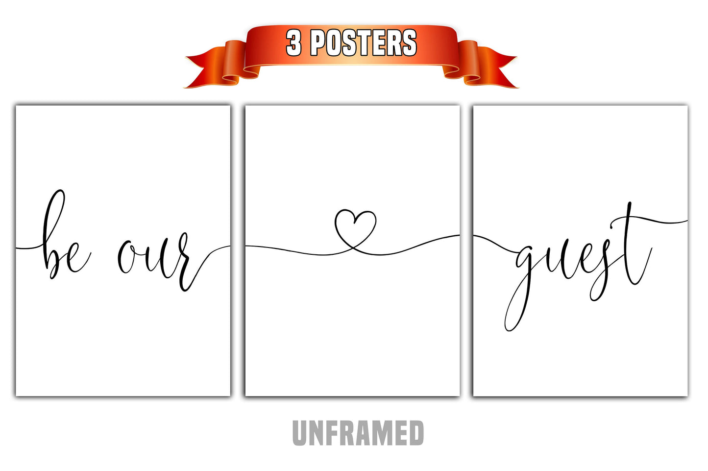 Be Our Guest, Set of 3 Prints, Minimalist Art, Home Wall Decor, Multiple Sizes