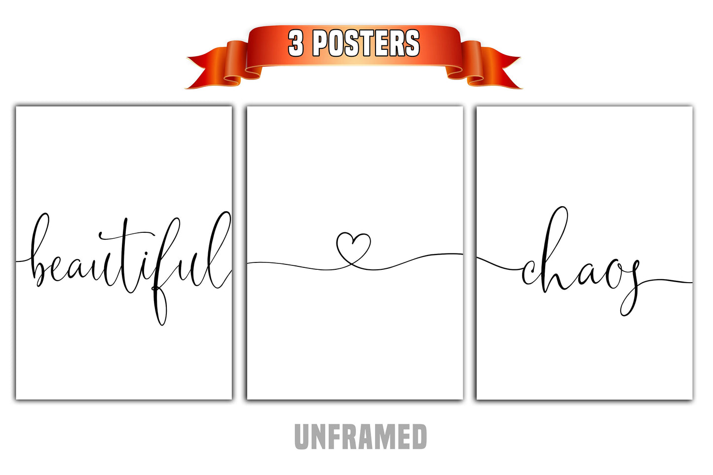 Beautiful Chaos, Set of 3 Prints, Minimalist Art, Home Wall Decor, Multiple Sizes