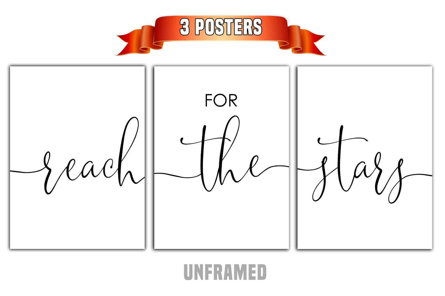 Reach For The Stars, Inspirational Classroom Posters, Set of 3 Prints, Minimalist Art, Home Wall Decor, Multiple Sizes