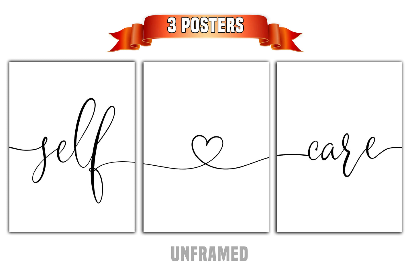 Self Care, Set of 3 Prints, Minimalist Art, Home Wall Decor, Multiple Sizes