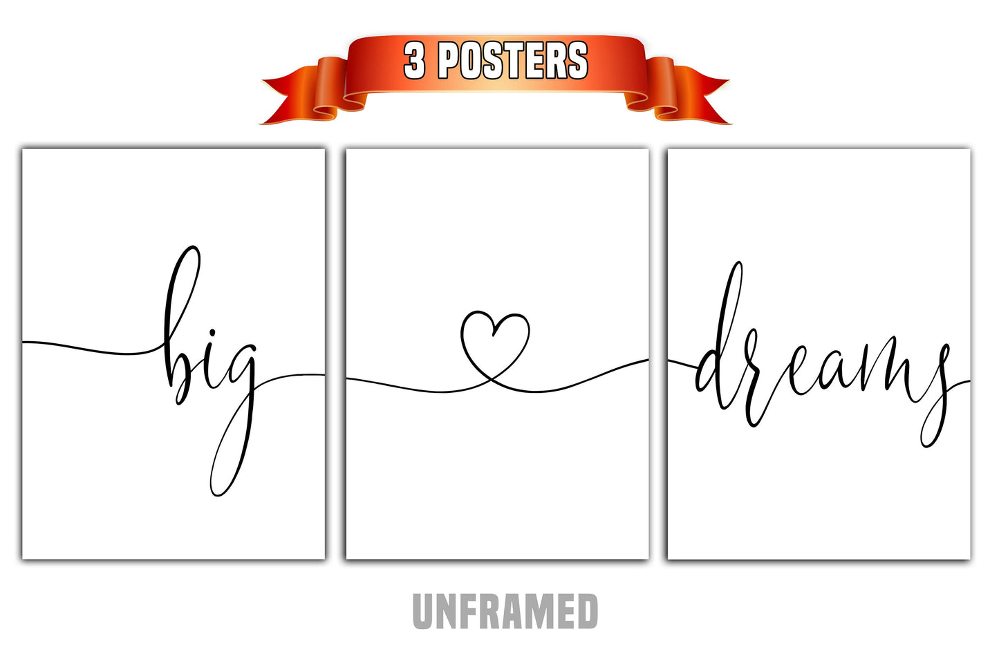 Big Dreams, Set of 3 Prints, Minimalist Art, Home Wall Decor, Multiple Sizes