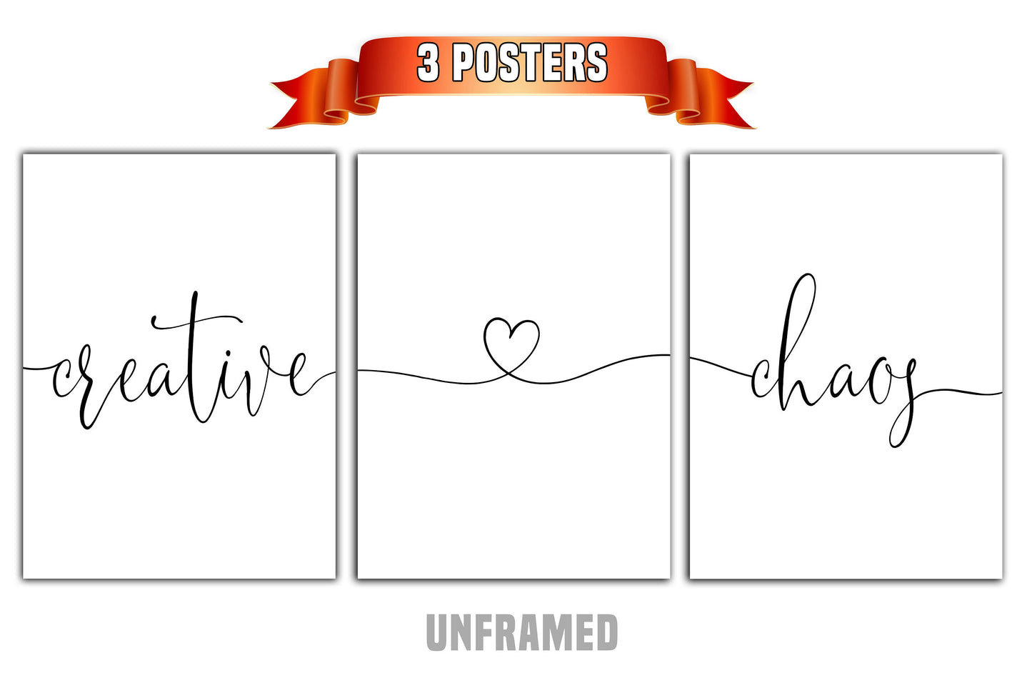 Creative Chaos, Set of 3 Prints, Minimalist Art, Home Wall Decor, Multiple Sizes