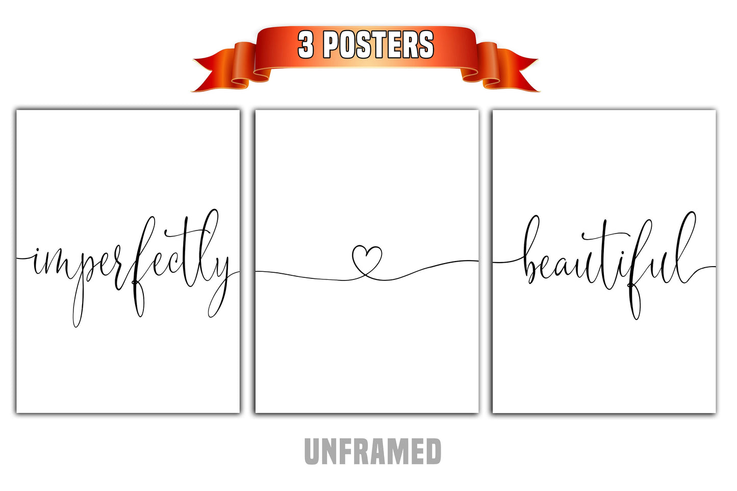 Imperfectly Beautiful, Set of 3 Prints, Minimalist Art, Home Wall Decor, Multiple Sizes
