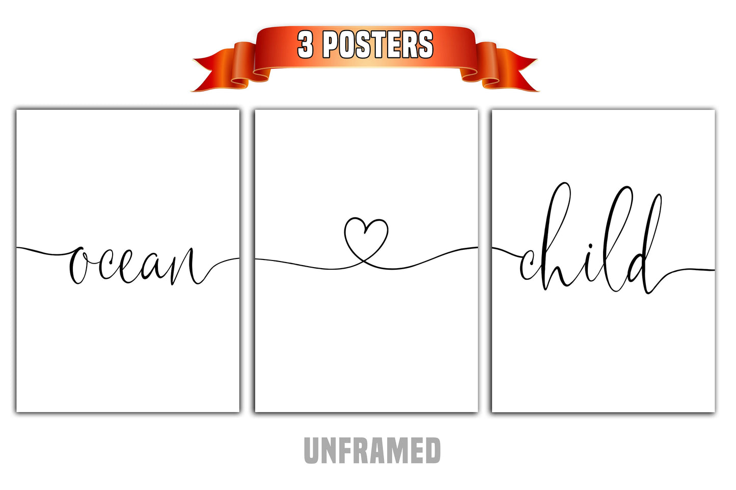 Ocean Child, Set of 3 Prints, Minimalist Art, Home Wall Decor, Multiple Sizes