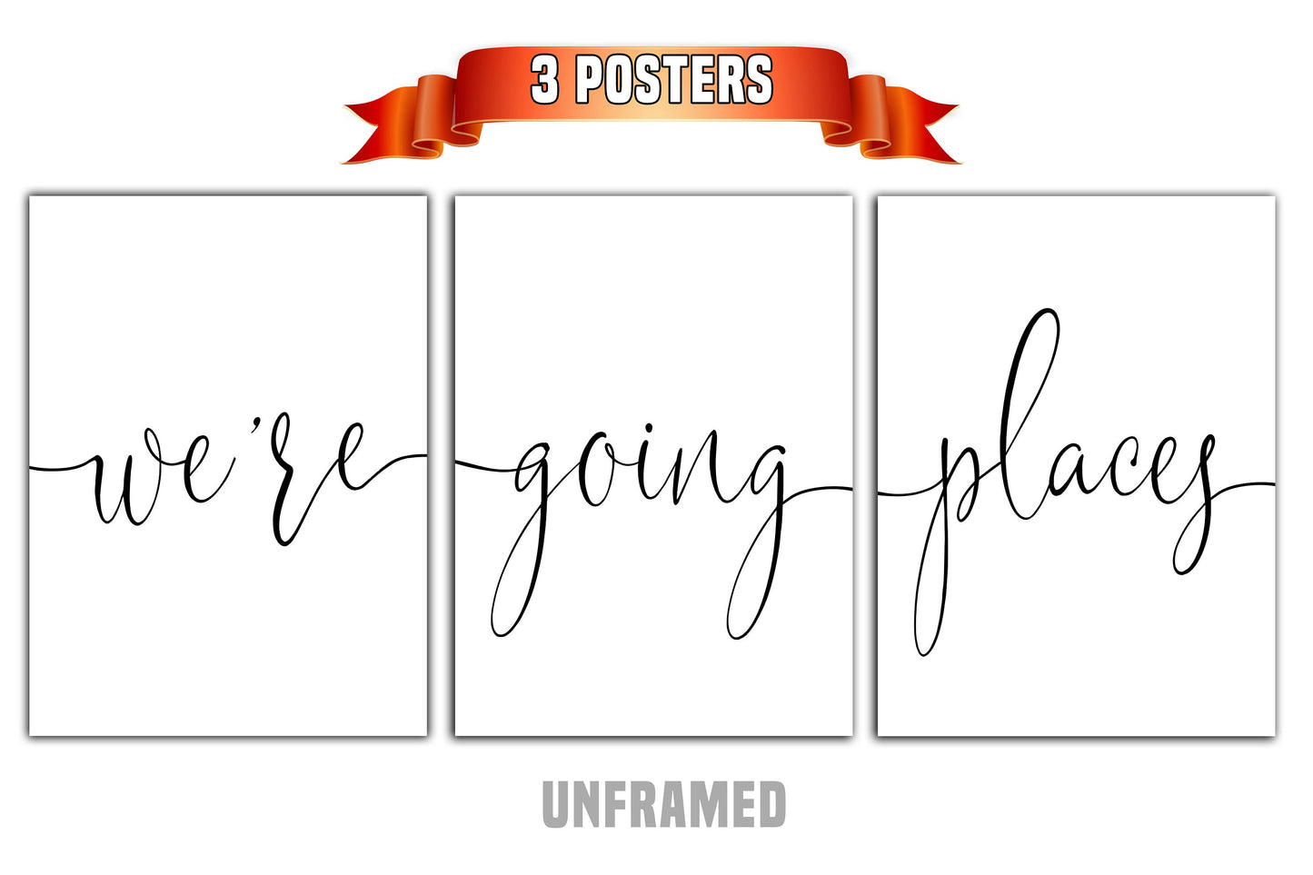 We're Going Places, Set of 3 Prints, Minimalist Art, Home Wall Decor, Multiple Sizes