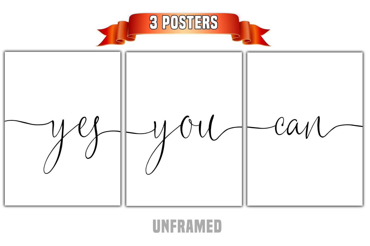 Yes You Can, Set of 3 Prints, Minimalist Art, Home Wall Decor, Multiple Sizes