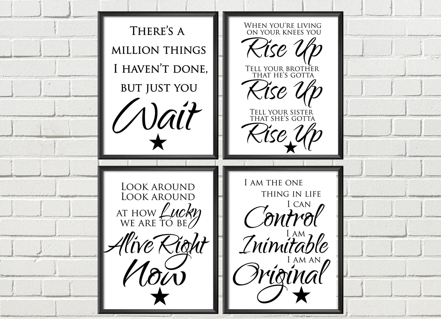 Hamilton the Musical Poster Set, Hamilton Quotes, Hamilton Gift, Black and White, Typography, Poster, Print