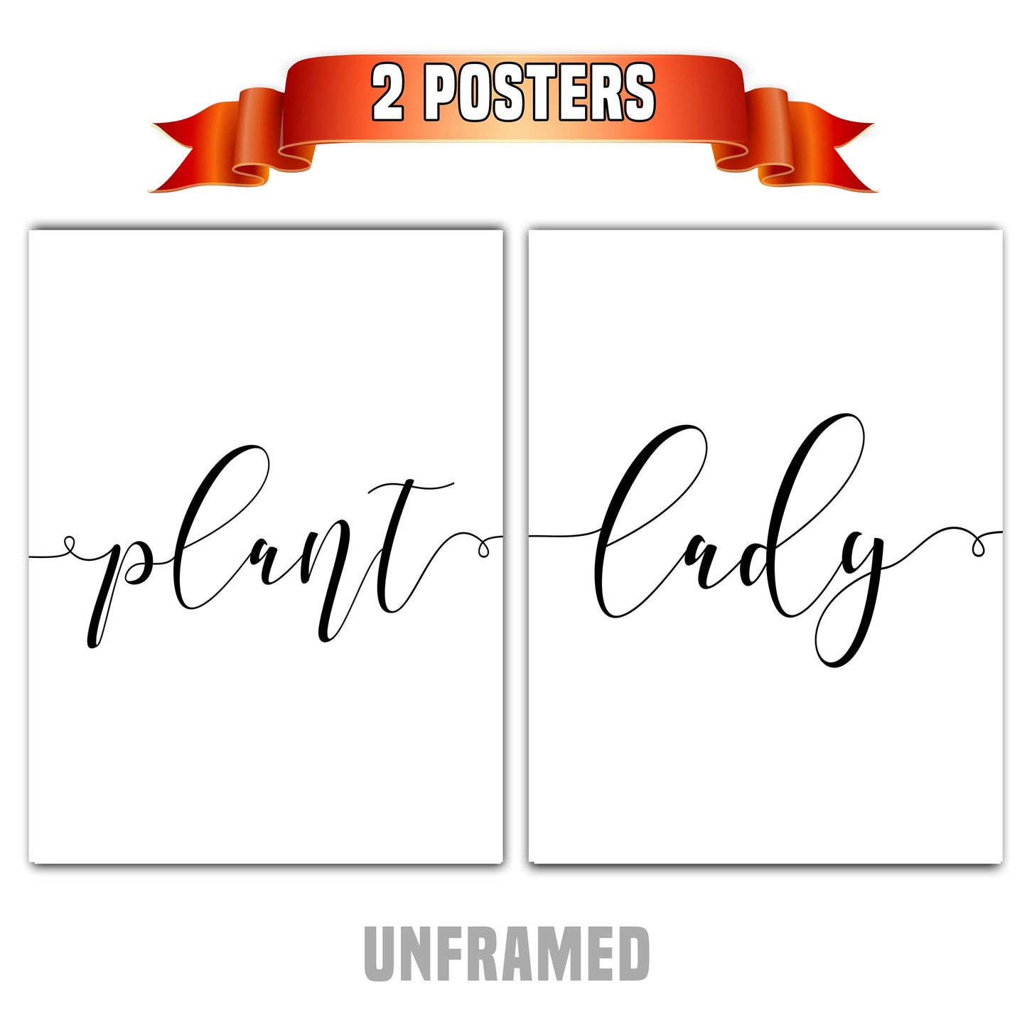 Plant Lady, Set of 2 Poster Prints, Home Wall Hanging Décor, Minimalist Prints, Multiple Sizes