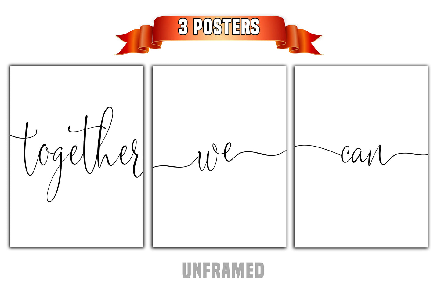 Together We Can, Set of 3 Prints, Minimalist Art, Home Wall Decor, Multiple Sizes