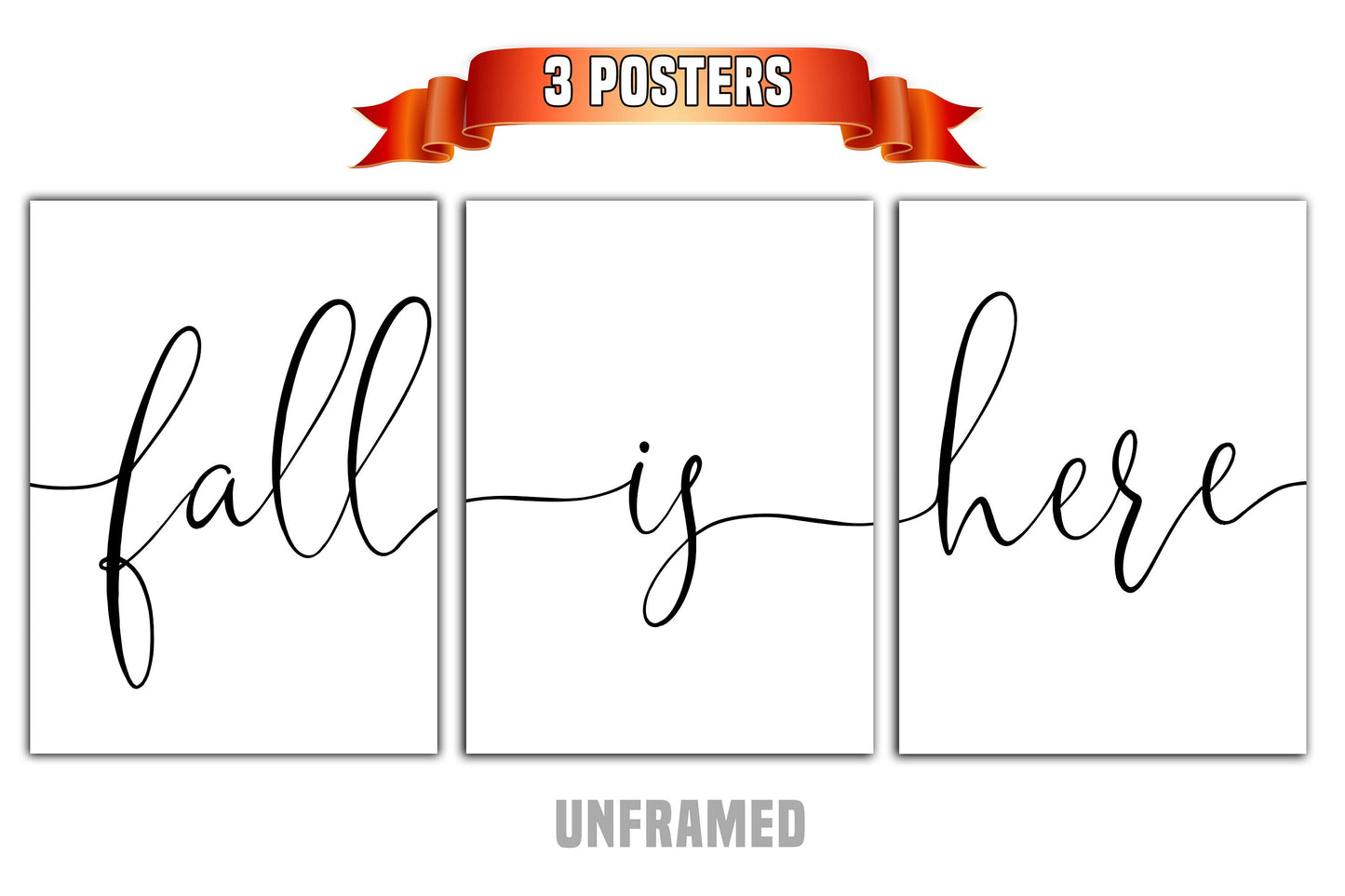 Fall is Here, Set of 3 Poster Prints, Home Wall Hanging Décor, Minimalist Prints, Multiple Sizes